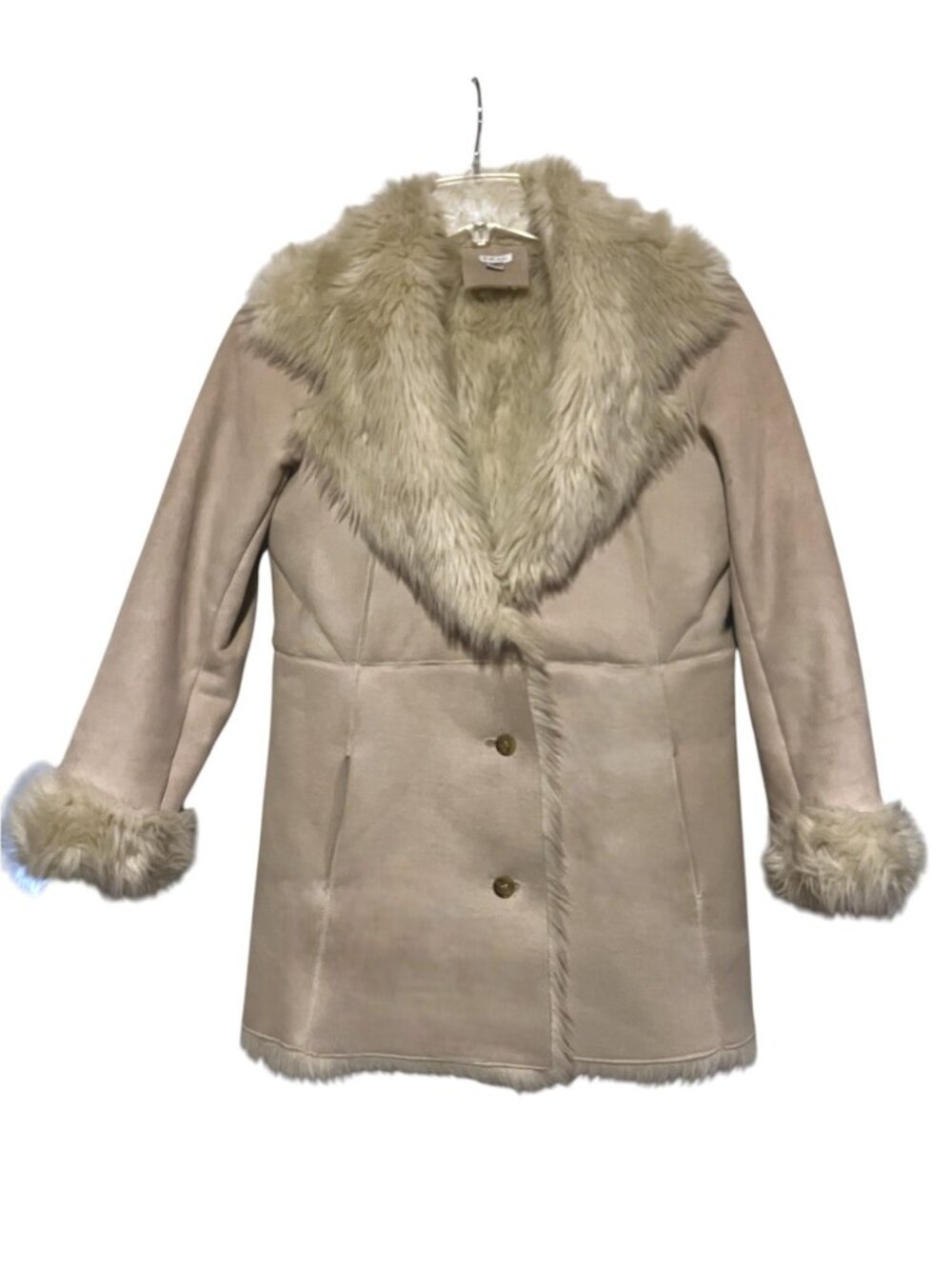 Y2K Cache Penny Lane Coat S Faux Fur Lined Faux Suede Microsuede Hippie Boho